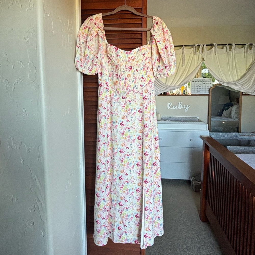 Bardot Floral Midi Corset Style Dress